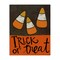 Trick or Treat Halloween Greeting Patterned Candy Corn Canvas Art